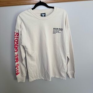 Supcable Kids see ghosts Kayne west cudi Cream Long Sleeve Shirt medium